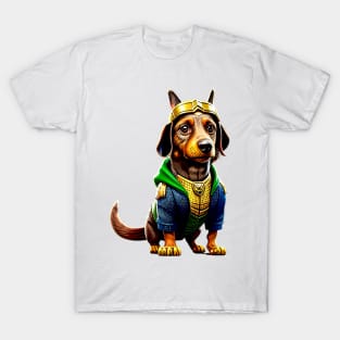 Regal Pup: Dachshund Wearing a Crown Fit for a King Tee T-Shirt